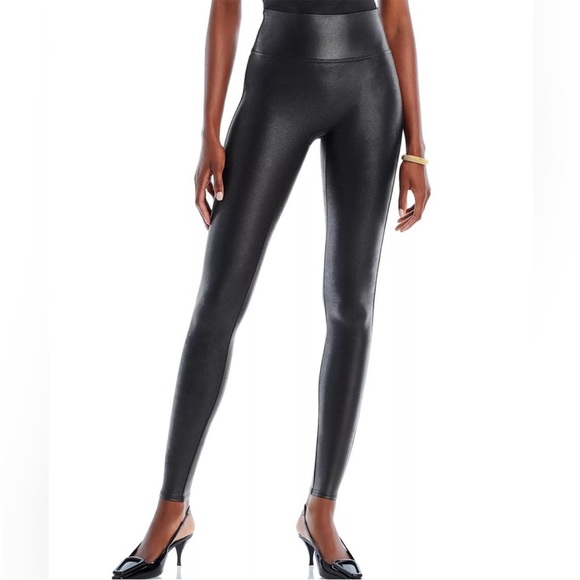 SPANX •M• Black Faux Leather Leggings - Picture 4 of 15